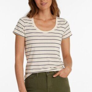 L.L.Bean Soft Stretch Supima Scoopneck Tee – Sailcloth/Navy Stripe, Petite XS